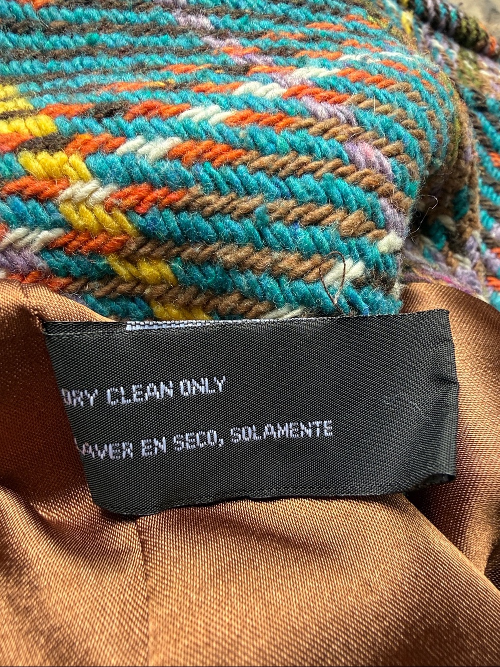 Vintage Teal Plaid Double-Breasted Wool Coat - Picture 9 of 10
